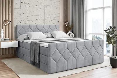 Produktbild von ALTDECOR Boxspringbett mit Fußteil, 2 Matratzen und Topper - 140x200 cm - CATOR-Z KING - Hellgrau Monolith - Polsterbett mit, H3- und H4- Matratzen, Bettkasten und Lattenrost, Bett mit Stauraum