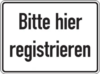 Produktbild von Dreifke® Aufkleber Hinweisschild, Bitte hier registrieren, Folie | 300x200 mm...
