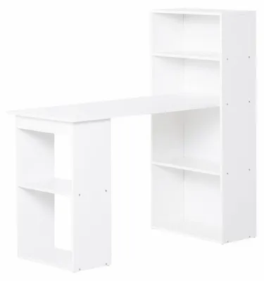 Zdjęcie produktu dla Biurko z 6 przegródkami – kompaktowy biurko komputerowe | Kolor: biały | Wymiary: 55 x 120 x 120 cm