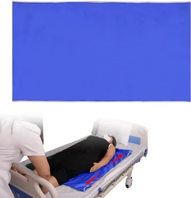 Bettlaken für Patientenübertragung - Wiederverwendbares Antirutsch-Transferlaken für Pflege - 75 x 150 cm, Blau