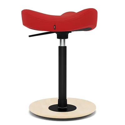 Produktbild von Varier Move Compact // Lagerabverkauf Kunstfaser rot 634 Revive , Holzteller Esche natur , Gasfeder Leicht 49 - 68 cm / 35-53Kg