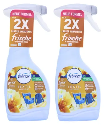 Produktbild von 2 x Febreze Textilerfrischer je 500ml Lenor Goldene Orchidee Frische entfernt Gerüche