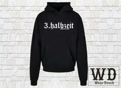 Produktbild von Wessdruck 3. Halbzeit Hoodie Schwarz Weiß 3XL