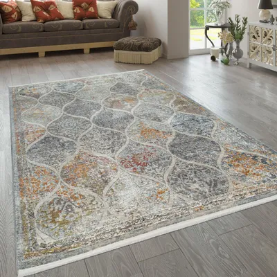 Immagine prodotto di Tappeto soggiorno motivo vintage ornamenti orientali mare di fiori verde blu dimensioni 120x170 cm