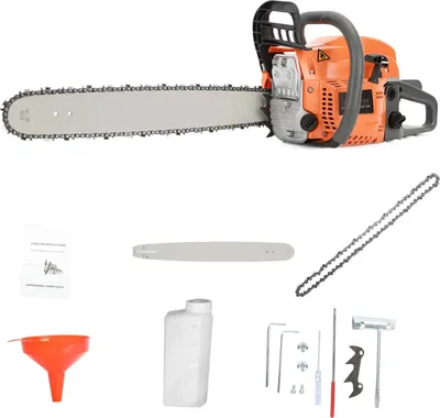 Image de Tronçonneuse - Tronçonneuse à essence - 2 temps 58 cm³ - 8500 tr/min - Guide-chaîne de 30 cm - À guidage manuel - Orange