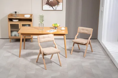 Produktbild von AIORBER Faltbare Holzstühle 2er-Set mit Polster Gepolsterte Klappstühle für Gäste Küche Büro Hochzeit Party Grau/Khaki/Creme