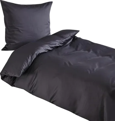 Produktbild von Traumschlaf Uni Mako-Satin Bettwäsche 155x220 cm + 80x80 cm schwarz