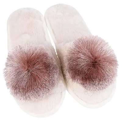 Productafbeelding van Roze slippers – slippers met strik, maat 40–41 – elegante slippers – comfortabele slippers – zachte slippers