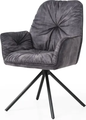 Produktbild von SalesFever Armlehnstuhl mit 360 Grad Drehfunktion | Bezug Vintage Samtvelours | Gestell Metall | B 61 x T 59 x H 90 cm | schwarz