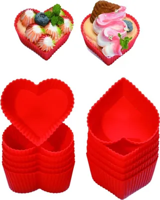 Produktbild von 12 x Silikon-Muffinform mit Herz-Cupcake-Backform