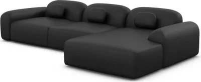 Produktbild von Echtleder L-Form Sofa Nuvia Schwarz Rechts
