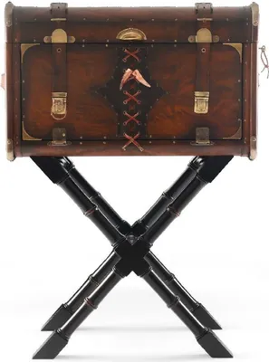 Produktbild von Casa Padrino Luxus Leder Minibar in Koffer Optik Braun / Schwarz / Messing 45,5 x 45,5 x H. 73 cm - Echtleder Minibar - Bar Möbel - Echtleder Möbel - Luxus Möbel in Koffer Optik