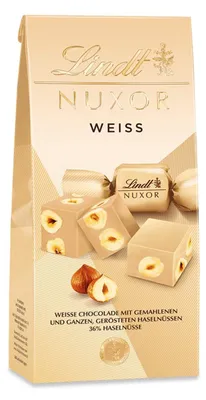 Produktbild von Lindt Nuxor Weiß Schokolade mit Haselnüssen 103g