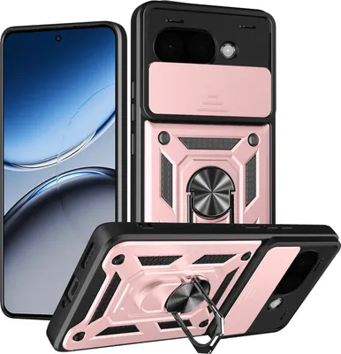Produktbild von Outdoor Panzer Hülle für Google Pixel 9A Handyhülle mit Kameraschutz Ringhalter Cover in Rosegold