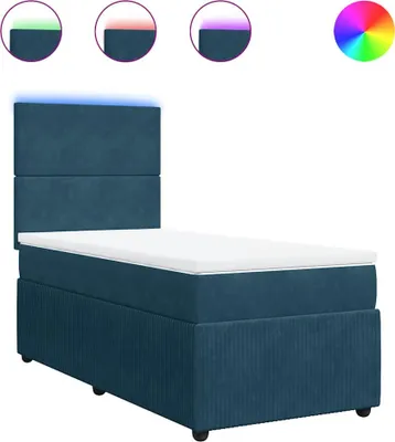 Produktbild von vidaXL Boxspringbett mit Matratze Blau 90x200 cm Samt