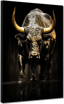 Produktbild von Stier abstrakt Leinwandbild Wandbild Kunstdruck XL Wanddeko: 60x80x2cm