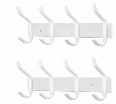 Produktbild von Weißer Wandhaken mit 4 Haken, Edelstahl, 2 Stück