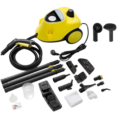 Produktbild von 2100W Dampfreiniger Haushalt, Hand Dampfreiniger mit 23 Zubehör, 5 bar Dampfdruck 2.1L Tank, mit Kindersicherung für Fenster, Küche, Boden, Auto, Gelb