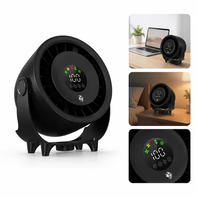 Produktbild von Sprühnebel Ventilator USB mit Luftbefeuchter, 4000mAh Akku, 100 Stufen, LED Display, leise Tisch- & Wandventilator, für Büro & Schlafzimmer