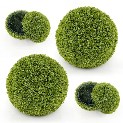 Image de FANTASK, lot de 2 boules de buis artificielles, 50 cm. Boules de buis résistantes aux UV
