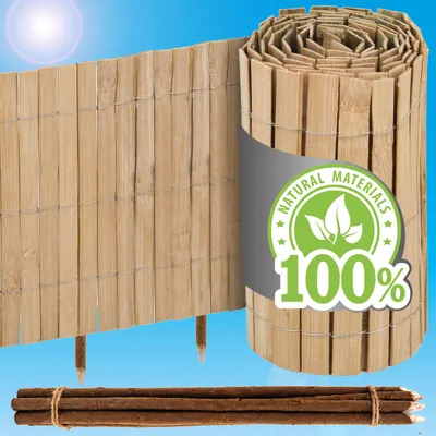 Produktbild von 300x20 Flexible Beeteinfassung Bambus - Rollborder Rasenkante Holz Beetumrandung