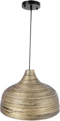 Produktbild von VIVANNO Hängelampe Bambus SOLARI Rund, Gold geflochten - 38x25 cm