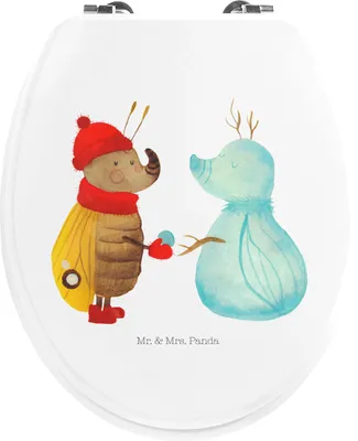 Produktbild von Mr. & Mrs. Panda Toilettendeckel Nachtfalter Schneemann - Weiß - Geschenk, Schnee, Klobrille, Klodeckel, Weihnachten, Weihnachtsgruß, Winter, WC-Sitz, Klo-Deckel, WC Sitz