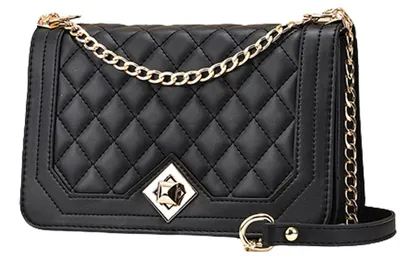 Produktbild von Umhängetasche für Damen, Handtasche, Schultertasche, Damenhandtasche, gesteppter Kettenriemen, schwarz