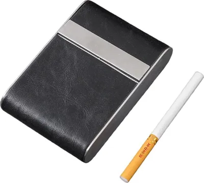 Zdjęcie produktu dla INF Skórzane etui na papierosy z magnesem - Na 20 sztuk Czarny