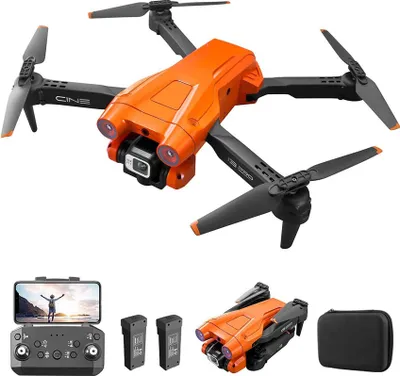 Produktbild von (Orange) RC Drohne mit 4K HD Dual Kamera 1080P RC Quadrocopter mit 2 Akkus für Einsteiger