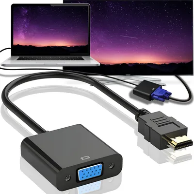 Produktbild von Adaptér HDMI na VGA Převodník Aktivní HDTV HDMI samec > VGA samice 1080p Full HD Video Audio Video Kabel Laptop PC Macbook Černá Retoo