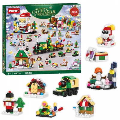 Image de Calendrier de l'Avent Askato, village de Noël, construction en blocs, 841 pièces