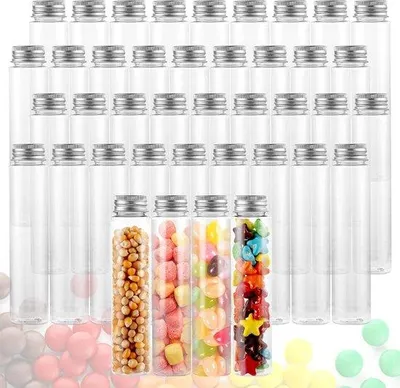 Produktbild von 40 Stk. 110ml klare Kunststoff-Reagenzgläser mit Schraubverschluss