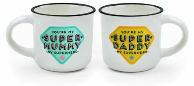 Produktbild von Legami Espresso For Two 2 Coffee Mugs Super Mummy And Super Daddy, 2-tlg., Espressotasse, Tasse, 50 ml, MM0015