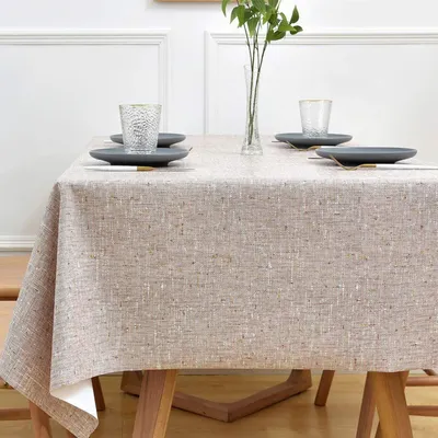 Immagine prodotto di Tovaglia beige, 137x300 cm, aspetto lino, rettangolare, in PVC, idrorepellente