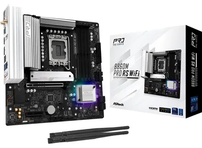Produktbild von Asrock B860M Pro RS WiFi, Intel, LGA 1851 (Socket V1), Intel Core Ultra (Series 2), DDR5-SDRAM, 256 GB, DIMM