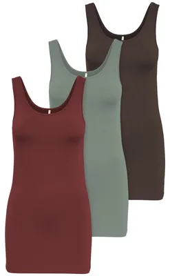 Produktbild von ONLY 3er Pack Damen Basic Tops Tank Top dunkel blau lang 15201465 Farb Mix 8 L