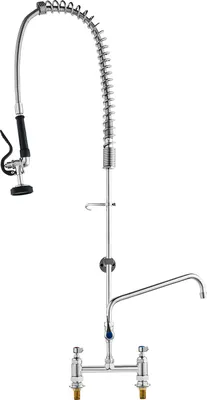 Zdjęcie produktu dla VEVOR Bateria zlewozmywakowa z wyciąganą wylewką, wysokość 112 cm, środek 203 mm, obrotowa wylewka 305 mm, mosiężna bateria zlewozmywakowa do montażu pokładowego, do zlewozmywaków 1/2/3 komorowych