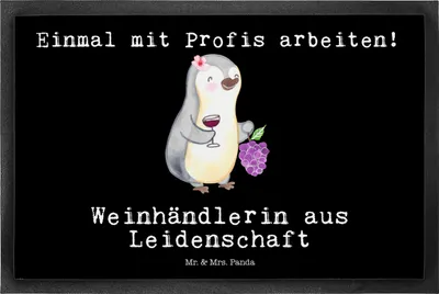 Produktbild von Mr. & Mrs. Panda Schmutzfangmatte Weinhändlerin Leidenschaft 50 x 75 cm - Schwarz - Geschenk, Schmutzmatte, fußmatte, Türmatte, Fussmatte, Gummimatte