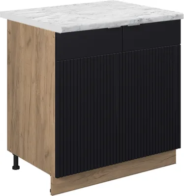 Produktbild von Spülenunterschrank Vicco Fame-Line Schwarz gestreift 80 cm , AP Marmor, Model 50783