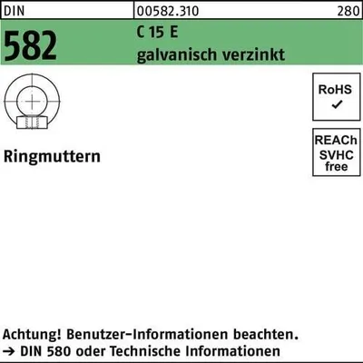 Produktbild von Ringmutter DIN 582 M 27 C 15 E galvanisch verzinkt 5 Stück