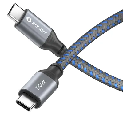 Produktbild von Sonero USB-C Kabel, 4K 60Hz, USB 3.2, DP Alt, 10 GB/s, 100W Ladekabel, 1,0m