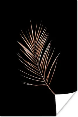 Produktbild von MuchoWow® Poster Blatt - Feder - Schwarz und Gold 120x180 cm - Kunstposter