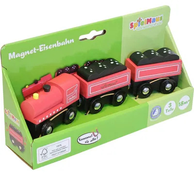 Immagine prodotto di Ferrovia a magneti in legno SpielMaus, 3 pezzi