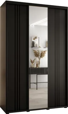 Produktbild von MEBLE KRYSPOL Davos 7 Schrank, drei Türen - 235,2x160x45 cm - Schwarz Schwarz Schwarz