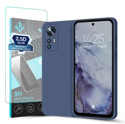 Produktbild von Hülle für Xiaomi 12 / 12X mit 9H Displayglas Displayschutz Case Cover Bumper Smartphone Softgrip Schutzhülle Farbe: Lavendelblau