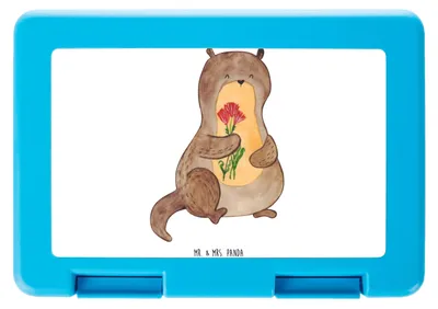 Produktbild von Mr. & Mrs. Panda Bentobox Otter Blumenstrauß - Weiß - Geschenk, Seeotter, Fischotter, Essensbox, Pausendose, See, Niedlich, Bento Box, Süß, Lunchbox, Vorratsbehälter