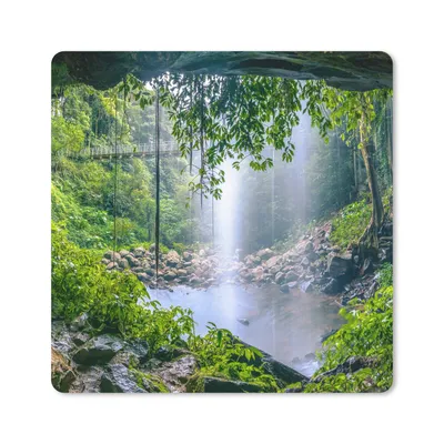 Produktbild von MuchoWow® Mauspad Mousepad Dschungel - Regenwald - Wasser - Wasserfall - Pflanzen 30x30 cm - Mousepads - Maus Mat - Pad - Mausunterlage - Gaming