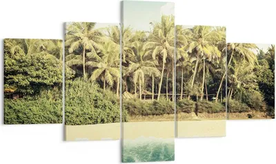 Produktbild von Bild auf Leinwand - Leinwandbild - 5 Teile - Natur Strand Palmen - 125x70cm - Wand Bild - Wanddeko - Wandbilder - Leinwanddruck - Bilder - Wanddekoration - Leinwand bilder - Wandbild - EA125x70-4915