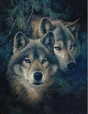 Produktbild von 40x30 cm Diamanten Malerei Zum Selbermachen DIY Diamond Painting Wölfe